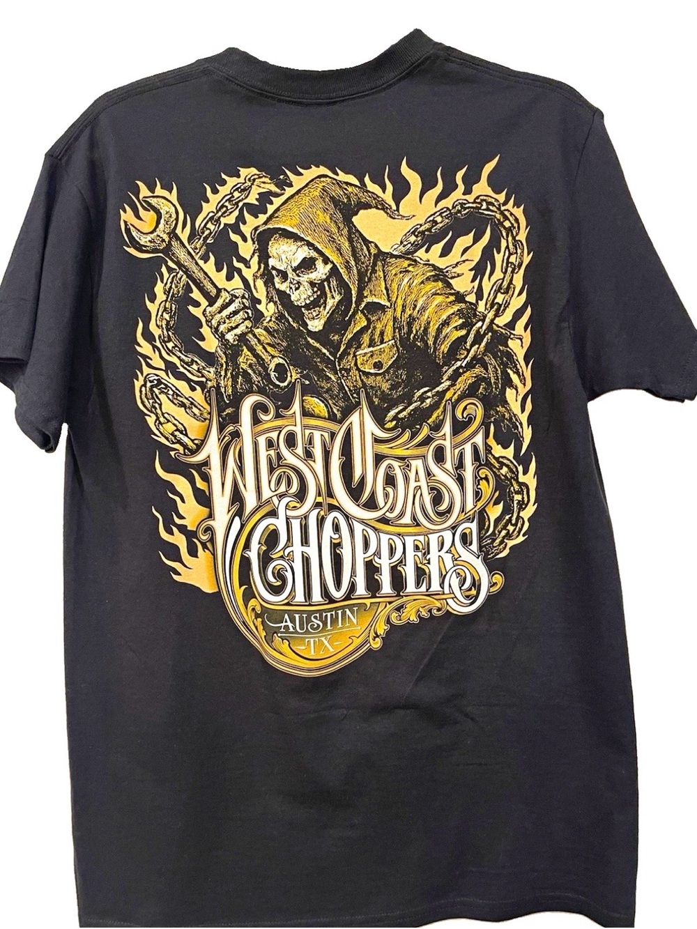 West Coast Choppers Men's Reaper Crew Neck Black M Cotton Tee RN 122006